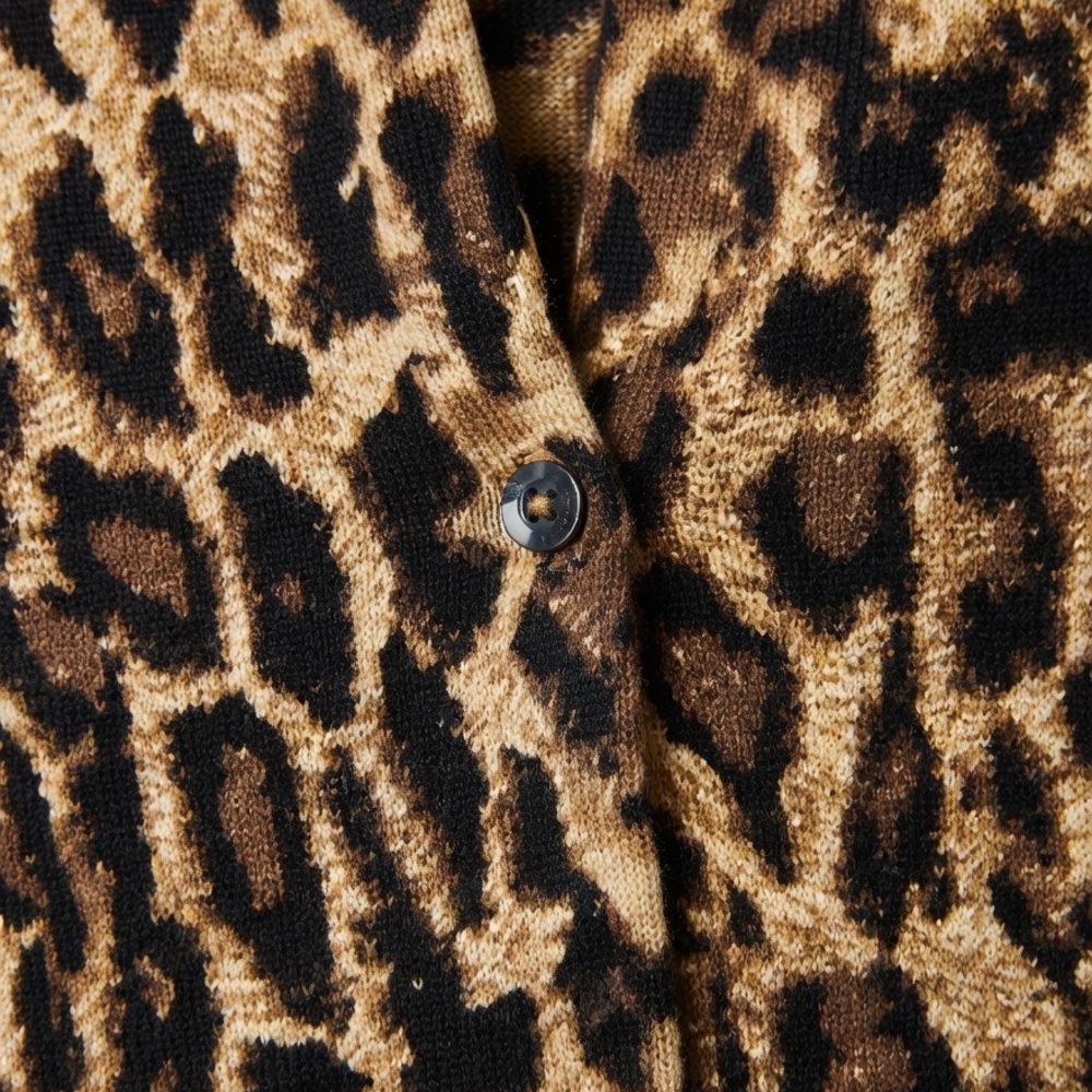 Lauren Ralph Lauren Brown Leopard Print Cardigan Sweater - Picture 5 of 10